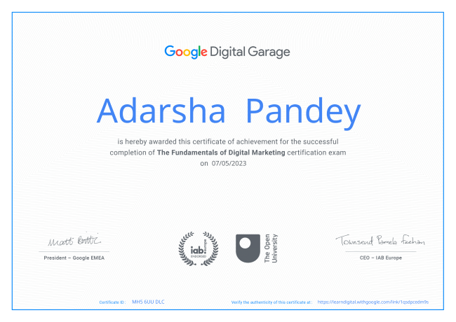 Adarsha Pandey- Google certificate